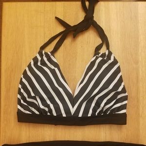 Black and white stripe bikini and fold over bottom